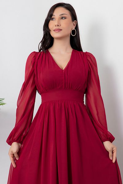 PULLIMM Rochie din șifon cu cravată la spate DKS1227
