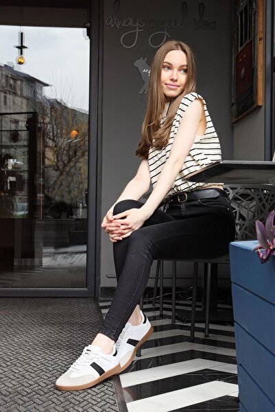 Jump 29967 White - Black Women's Sneaker Casual Sneakers