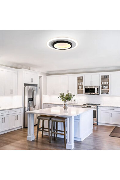 CATLUZ 50cm Akrilikli Yuvarlak Kumandalı,dimli 3 Işık Renkli Led Tavan Lambası, Modern Avize