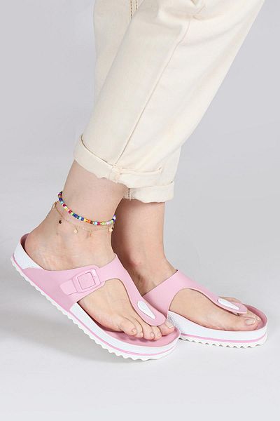 Jump 50004 Single Buckle Pink Women's Flip Flops