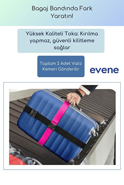 Evene Valiz Kemeri Bavul Kemeri Bavul Kilidi Valiz Kilit Siyah Pembe Renk