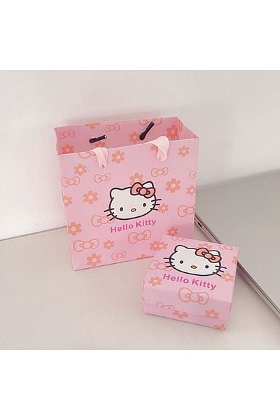 Choice HelloKitty-1box 1bag 1/2pcs HelloKitty Jewelry Gift Box Set Elegant Necklace Ring Packaging with Ma