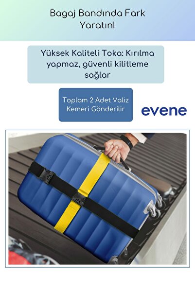 Evene Valiz Kemeri Bavul Kemeri Bavul Kilidi Valiz Kilit Siyah Sarı Renk