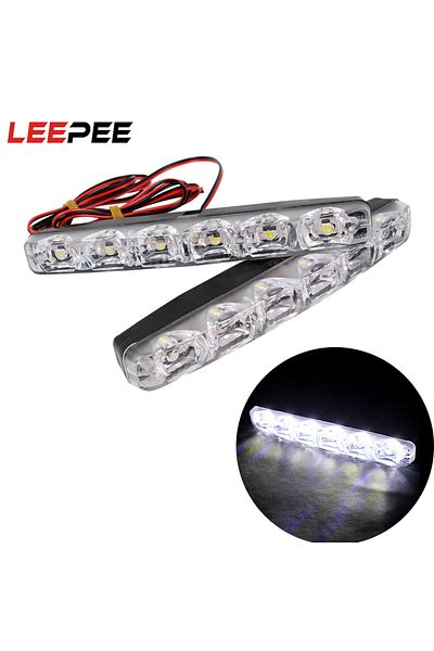 LEEPEE 1 Pair Drl Led Car Daytime Running Lights 6 Leds Dc 12v Auto Fog Light Driving Lamps Car-s...