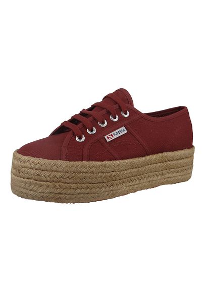 Superga Schuhe Damen Sneaker 2790 COTU Plateau Espadrille Weinrot Oxblood