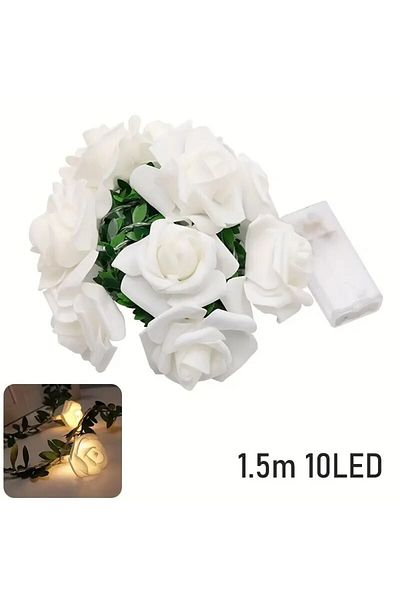 Choice Warm White White 1pc 10 Led Rose Flower String Lights Battery Powered Flower Rose Night Lamp For Wed