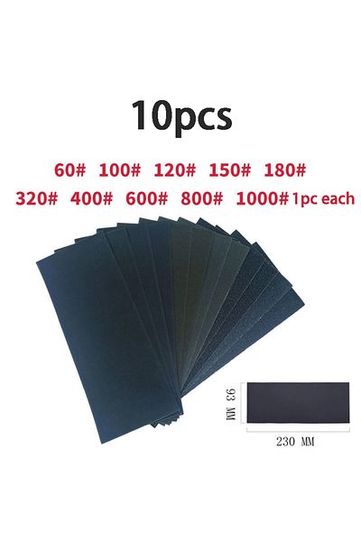 Choice مجموعة ورق الصنفرة style1-10pcs بحجم 60-20000 ورق صنفرة جاف ورطب أدوات كاشطة للسيارة والمعدن