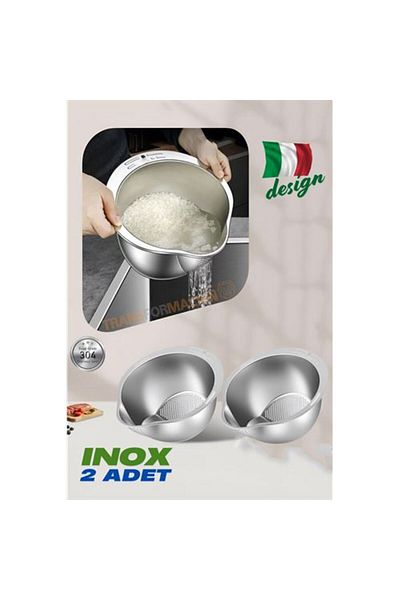Store Winwinstore Inox Drainer Rice Pasta Salad Strainer 304 Stainless Steel 2 Pcs