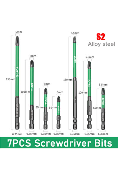 Choice 7pcs Bits LAOA Strong Magnetic Phillips Screwdriver S2 Screwdriver Bit for Electricians PH2