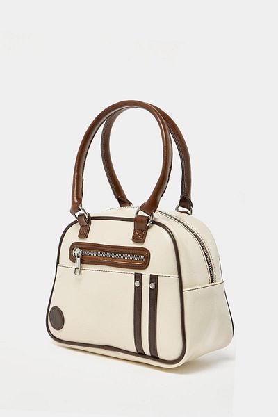 Madamra Beige Retro-Bowling-Hand- und Umhängetasche für Damen