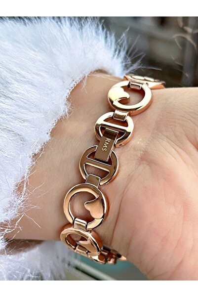 Romanson Özel Tasarım Taşlı Çelik Kordon Rose Gold Renk Çelik Kasa Kadın Kol Saati 1419.03