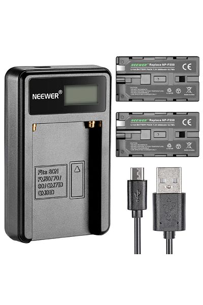 NEEWER Set of 2 Neewer 2600mAh Batteries for Sony NP-F550 Li-ion Battery + 1 Neewer Charger