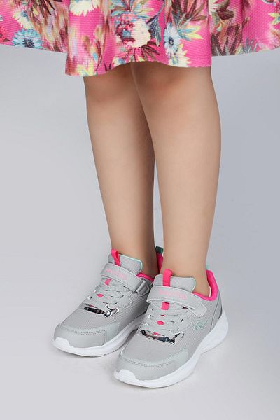 Jump 28106 Velcro Gray - Pink Girl's Sneaker Casual Sneakers