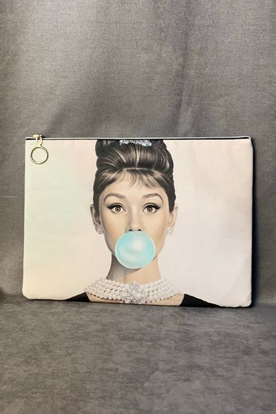 Uretti - Τσάντα συμπλέκτη με μοτίβο Pop Art Mehtap 4435 - Ivory