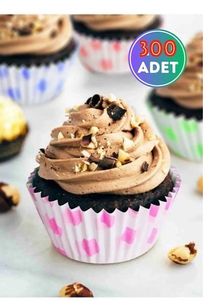 MODGER 300Pcs Muffin Large Cupcake Paper, Colorful Paper Muffin Cake Mold Patterned