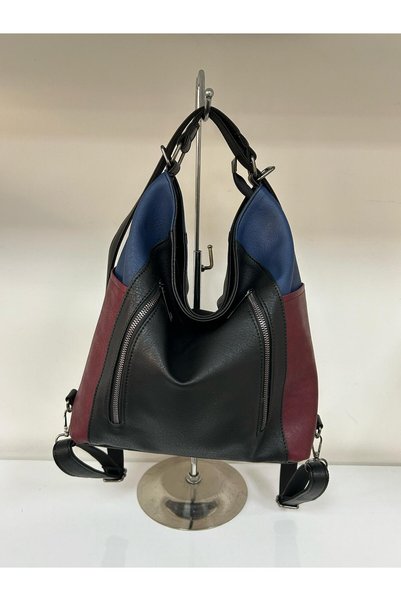 Kumru Çanta Black Piece Color Women's Shoulder and Backpack