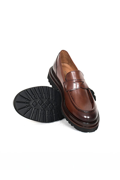 Tuna Genuine Leather Brown Loafer Men's Shoes Eva Sole - 3280