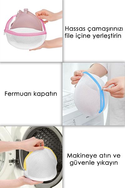 Meleni Home 3-Piece Zippered Bra Washing Net - Colorful Zippered Underwear Washing Apparatus