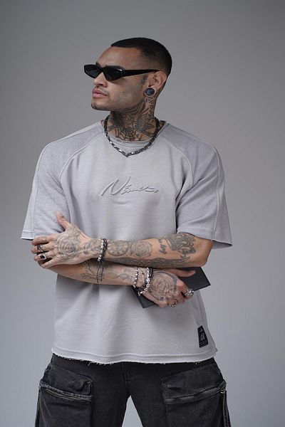 king brich Μπλουζάκι Unisex με ανάγλυφο εμπριμέ Garni με λεπτομέρεια Raglan Sleeve Oversize Mold