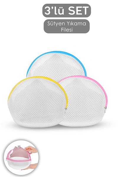 Meleni Home 3-Piece Zippered Bra Washing Net - Colorful Zippered Underwear Washing Apparatus