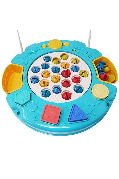 Salamandra Joc interactiv de pescuit, cu muzică, lumini și forme geometrice, albastru, pentru copii