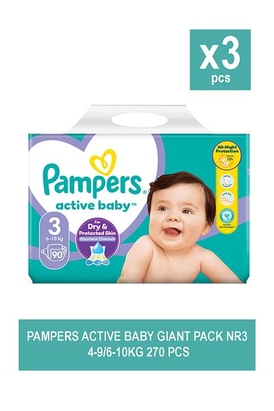 Pampers ACTIVE BABY GIANT PACK NR3 4-9/6-10KG 90PCS X 3