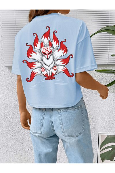 uyguntarz Μπλουζάκι με στάμπα Unisex Tailed Fox Design
