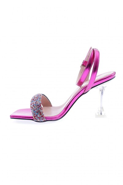 DGN 5161-23Y Women's Silver Stone Ankle Strap Heeled Shoes