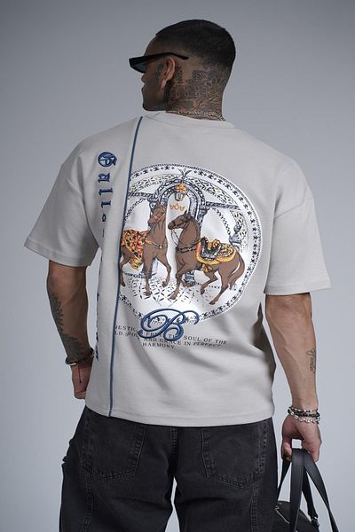 king brich Κεντημένο μπλουζάκι Unisex Oversize με στάμπα στην πλάτη