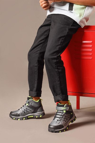 Jump 27787 Velcro Gray - Neon Green Unisex Children's Casual Boots Sneakers