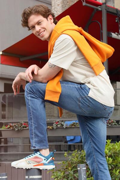 Jump 29730 Bej - Mavi Erkek Sneaker Günlük Spor Ayakkabı