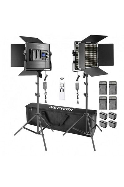 NEEWER Kit 2 Panouri Neewer Bi Color 660 LED,telecomanda,4 baterii, 4 incarcatoare + geanta mare transport