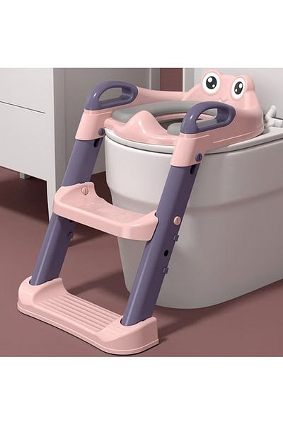 Yelajoy Potty Seat with Handles,Non-Slip Stairs, Adjustable Height,for Children Boys and Girls,Pink