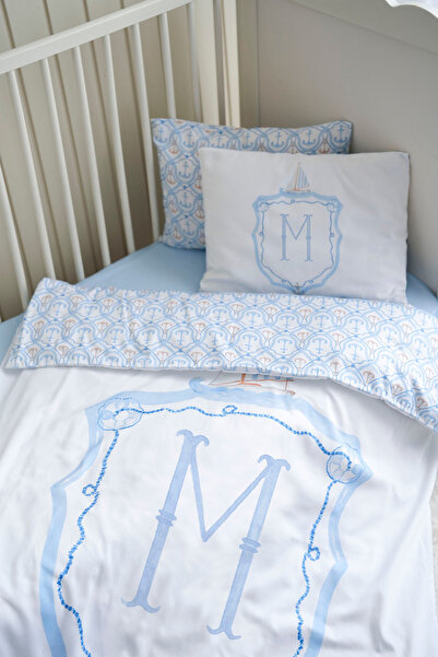 NOU طقم غطاء لحاف للأطفال من سلسلة حرف M (100×150) - سلسلة نوبل - أزرق