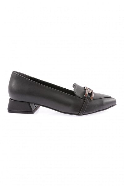 DGN 015 Women's Black Ballerinas with Pointed Toe and Iron Accessories