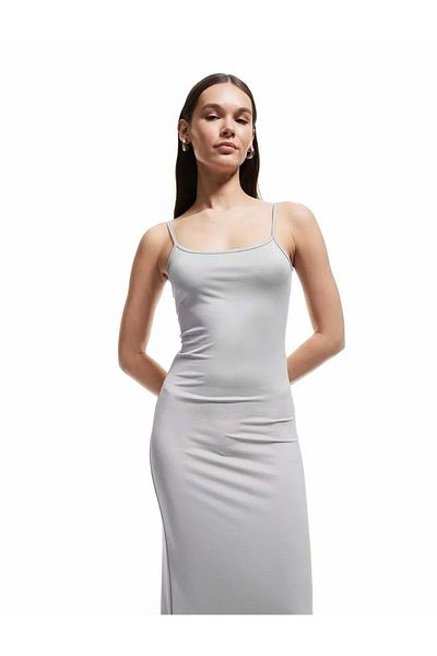 Koton Rochie lungă cu bretele subțiri 5SAL80023IK GREY