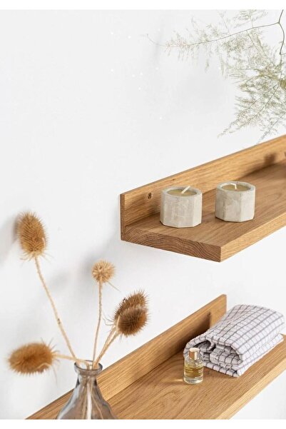 Atölye Ham Tekli Ahşap Duvar Rafı 35cm