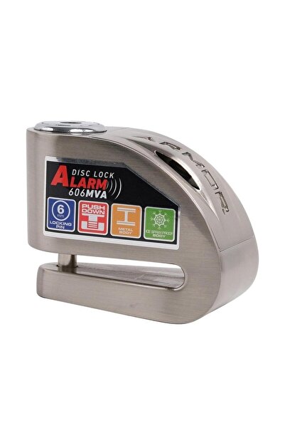 Armor 606MVA 6 MM Alarmlı Motosiklet Disk Kilidi Gri Metalik