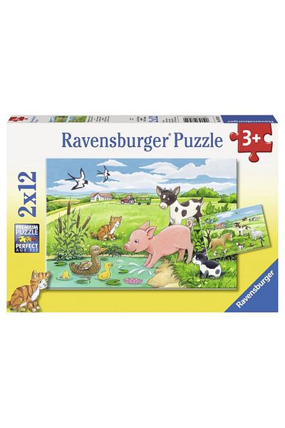 RAVENSBURGER Farm animals puzzle, 2x12 pieces