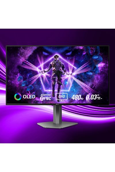 Aoc AGON PRO AG276QKD - شاشة ألعاب OLED مقاس 27 بوصة QHD بمعدل تحديث 480 هرتز ووقت استجابة 0.03 مللي ثانية ومنفذ HDMI 2.1 - أسود