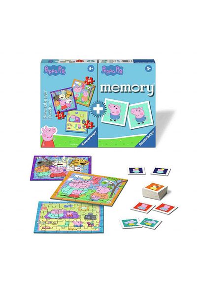 RAVENSBURGER Puzzle + Memory Game Peppa Pig, 25/36/49 Pieces