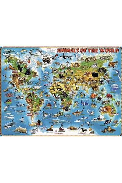 RAVENSBURGER Animal Map Puzzle, 300 Pieces
