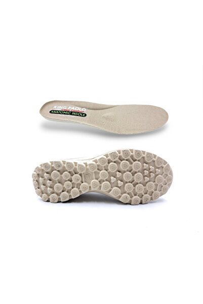 KİNG PAOLO Krakers Anatomical Sole Laceless Women's Beige Color Textile Casual Shoes