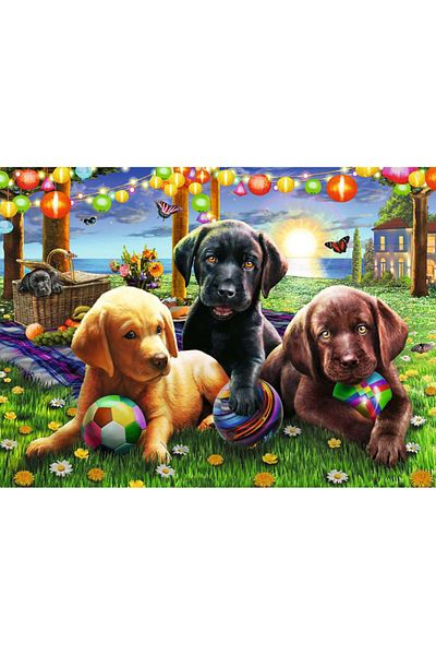 RAVENSBURGER Puzzle Puppies at a Picnic, 100 Pieces