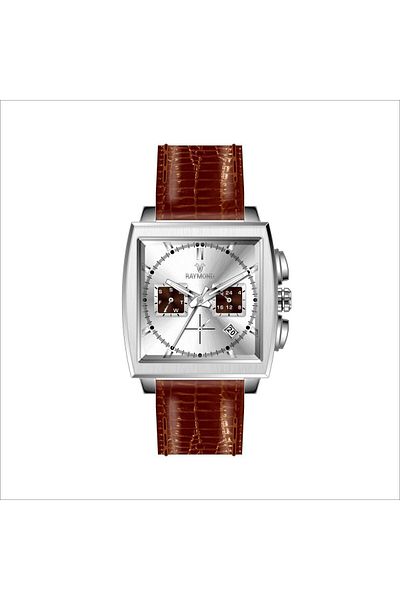 Raymond Rym-83001 Leather Cord Men's Wristwatch - Stainless Steel Case - 2 Year Warranty