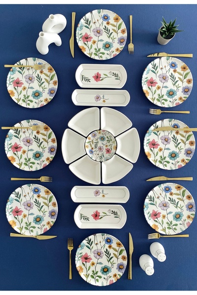 VENÜS HOME DECORATION Flora model 8 kişilik 19 parça kahvaltı takımı