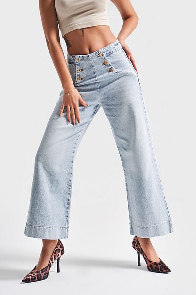 its basic Γυναικείο τζιν τζιν 4S5-3 Crop Flare Fit Lycra