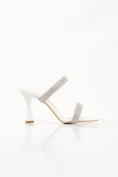 ripuvainen White Women's Stone Heeled Slippers