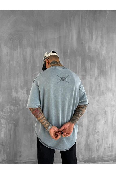 ablukaonline Ανδρικό μπλουζάκι Oversize με χαλαρή εφαρμογή που πλένεται σε γκρι χρώμα