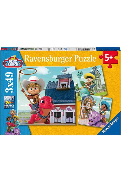 RAVENSBURGER Puzzle Dino Ranch, 3X49 Piese